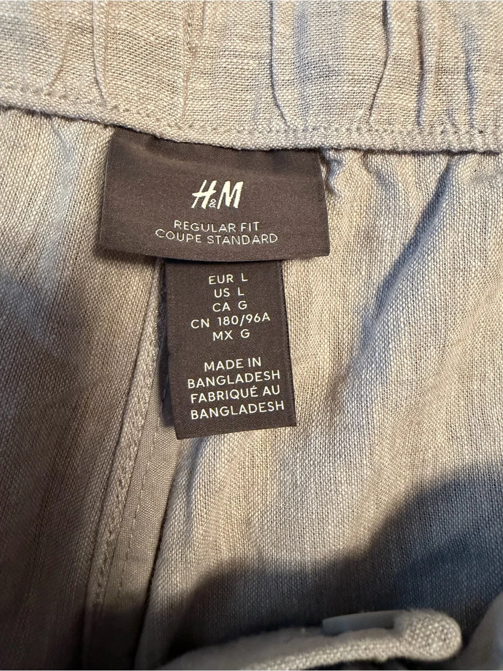 H&M Men's Light Taupe Drawstring Linen-Blend Pants